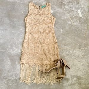 Lace Fringe Mini Bodycon Dress